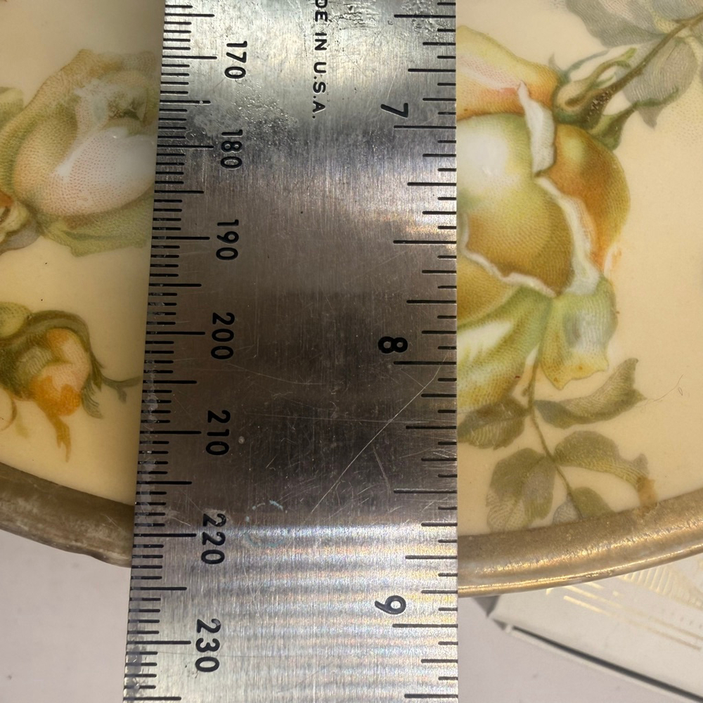 Royal O&EG Hand Painted Floral Serveware Plate 8 7/8 “ Beige Green Jann - Picture 7 of 7